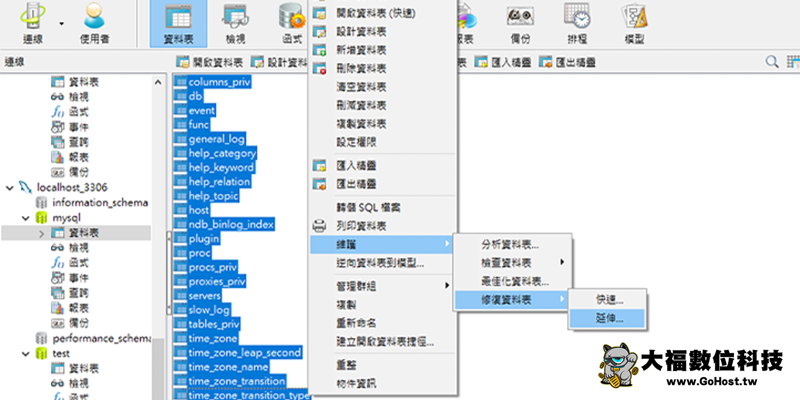 Navicat 延伸維護模式設置