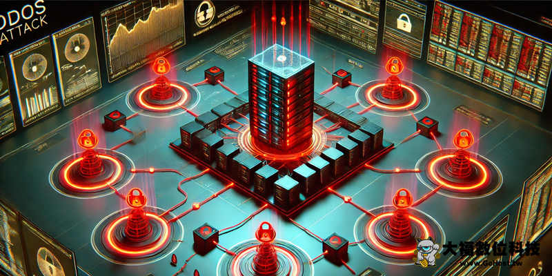 DDoS攻擊架構示意圖